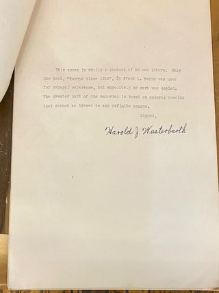 IS DEMOCRACY DOOMED? HAROLD J. WUSTERBARTH LATE 1930s ESSAY