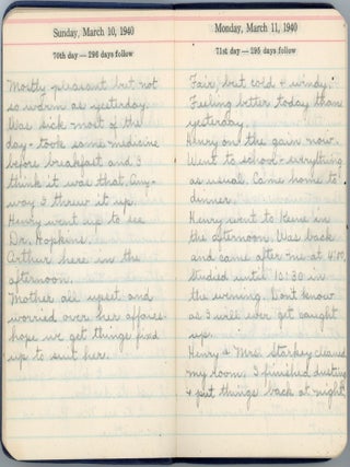 KEENE, NH SCHOOL TEACHER - ELEVEN HANDWRITTEN DIARIES 1929-1957
