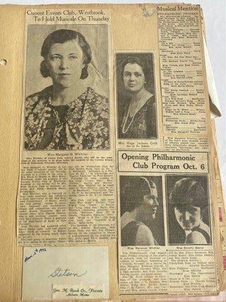 WOMAN MUSICIAN, PIANIST, LISBON FALLS, MAINE 1918-1938 SCRAPBOOK