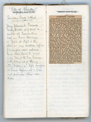 1867-1892 HANDWRITTEN TRAVEL DIARY