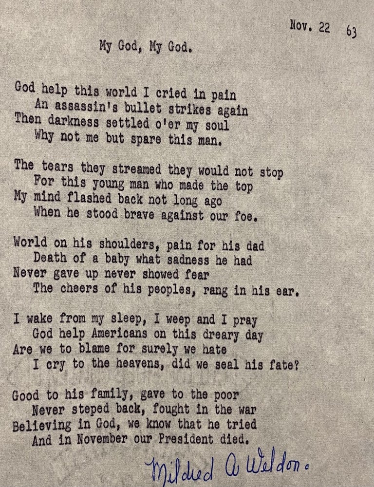 Item #1079 1960s ORIGINAL POETRY - JFK ASSASSINATION, LOVE, RACE, DRINKING, etc