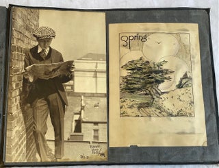 1910s DENVER TIMES ILLUSTRATOR SCRAPBOOK with PHOTOS, DRAWINGS, NEWSPAPER SCRAPS