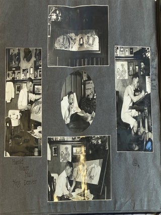 1910s DENVER TIMES ILLUSTRATOR SCRAPBOOK with PHOTOS, DRAWINGS, NEWSPAPER SCRAPS