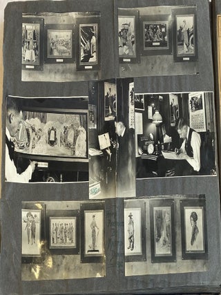 1910s DENVER TIMES ILLUSTRATOR SCRAPBOOK with PHOTOS, DRAWINGS, NEWSPAPER SCRAPS