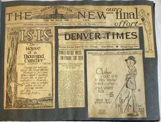 1910s DENVER TIMES ILLUSTRATOR SCRAPBOOK with PHOTOS, DRAWINGS, NEWSPAPER SCRAPS