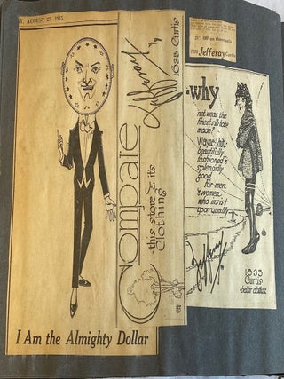 1910s DENVER TIMES ILLUSTRATOR SCRAPBOOK with PHOTOS, DRAWINGS, NEWSPAPER SCRAPS