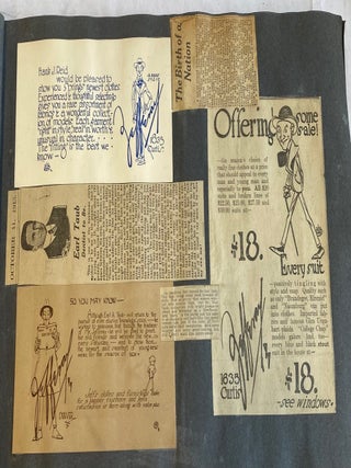 1910s DENVER TIMES ILLUSTRATOR SCRAPBOOK with PHOTOS, DRAWINGS, NEWSPAPER SCRAPS