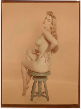Item #1113 1940s LARGE EARLY COLOR NUDE PHOTOS of a VERONICA LAKE TYPE of MODEL