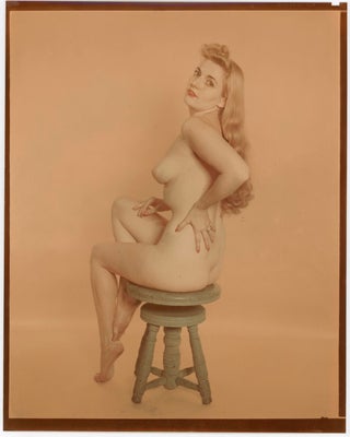 Item #1113 1940s LARGE EARLY COLOR NUDE PHOTOS of a VERONICA LAKE TYPE of MODEL