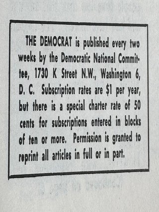 1962 DEMOCRATIC NATIONAL COMMITTEE - THE DEMOCRAT - 1962 PUBLICATIONS