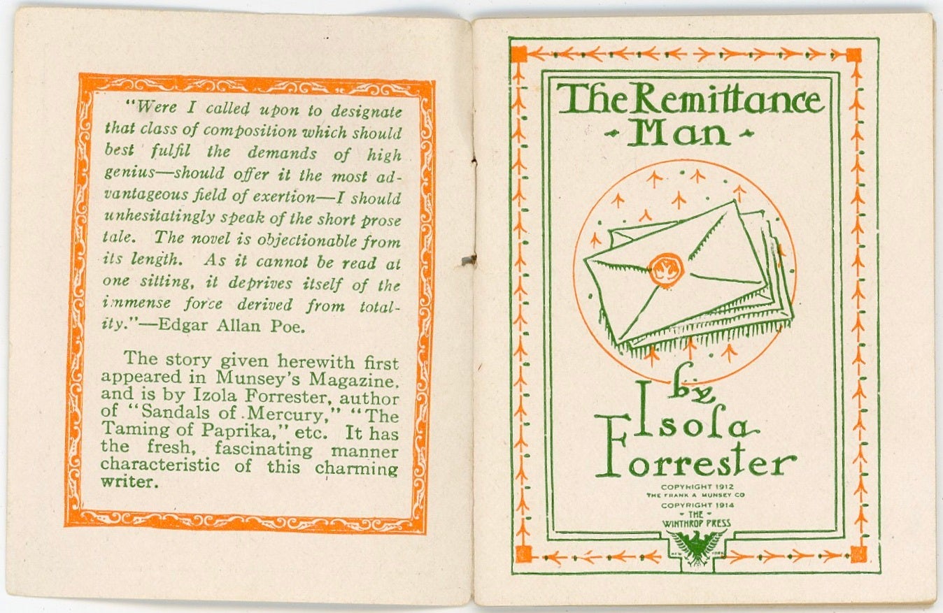 The Remittance Man, Miniature Book 1912 | Izola Forrester