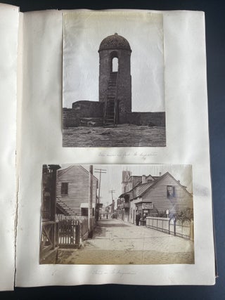 TOURIST SCRAPBOOK JAPAN, FLORIDA, ROME ITALY 19th CENTURY 1890s ALBUMEN PHOTOS
