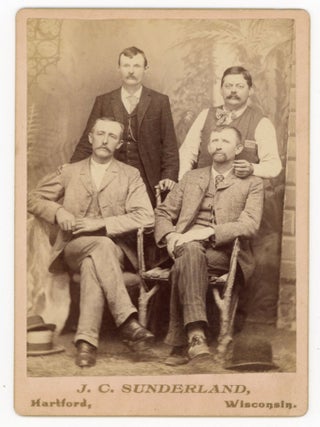 Item #1228 FOUR MEN - CABINET CARD PHOTO, HARTFORD, WISCONSIN. JC SUNDERLAND
