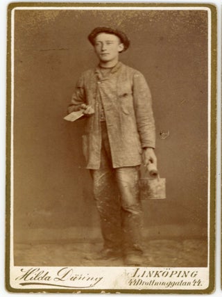 YOUNG MEN HOUSE PAINTERS OCCUPATIONAL CDV PHOTOS - LINKOPING, SWEDEN