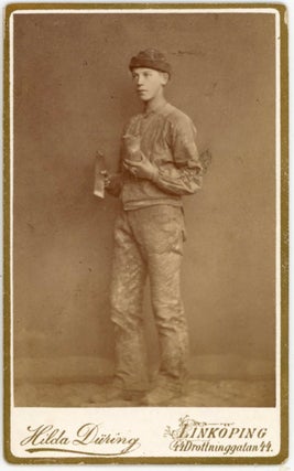 YOUNG MEN HOUSE PAINTERS OCCUPATIONAL CDV PHOTOS - LINKOPING, SWEDEN
