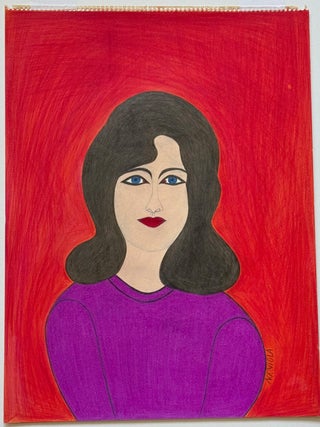 OUTSIDER ART PENCIL DRAWING of WOMAN 1960s -#1. NELSON PATRICK VIOLA.