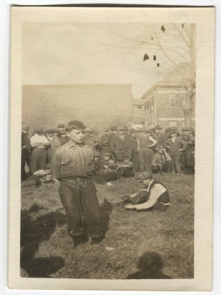 THE SCRAPPY FRAT BOYS SHOW THE CROWD THEIR GYMNASTICS VINTAGE SNAPSHOT PHOTO