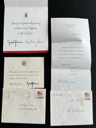 PRESIDENT LYNDON JOHNSON 10 WHITE HOUSE RESPONSE CARDS to SAME PERSON