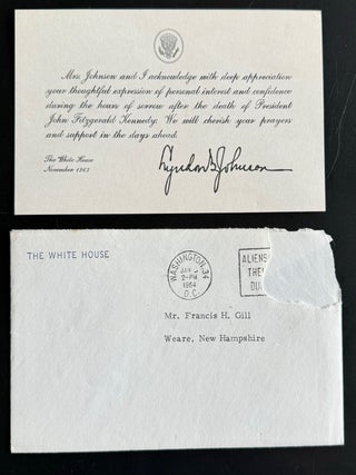 PRESIDENT LYNDON JOHNSON 10 WHITE HOUSE RESPONSE CARDS to SAME PERSON