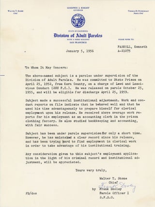 PERSONAL DOCUMENTS CONVICTED FELON KENNETH EUGENE PARNELL 1946-1963