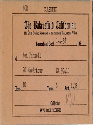 PERSONAL DOCUMENTS CONVICTED FELON KENNETH EUGENE PARNELL 1946-1963