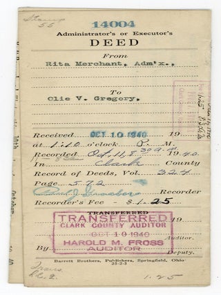 Archive of Olie V. Gregory, African American Writer, Historian, and Civic Leader, Springfield, Ohio, 1850s–1969