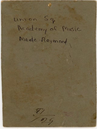 MAUD RAYMOND & GUS ROGERS VAUDEVILLE PHOTOGRAPH ARCHIVE EARLY CAREER PORTRAITS, &ldquo;TOPSY&rdquo; AT UNION SQUARE ACADEMY OF MUSIC, AND TOURING PHOTOS, 1895&ndash;c.1905
