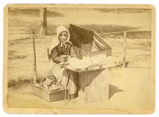 Item #16 APPLE SELLER WOMAN ON BOSTON COMMON 1890 MOUNTED PHOTO