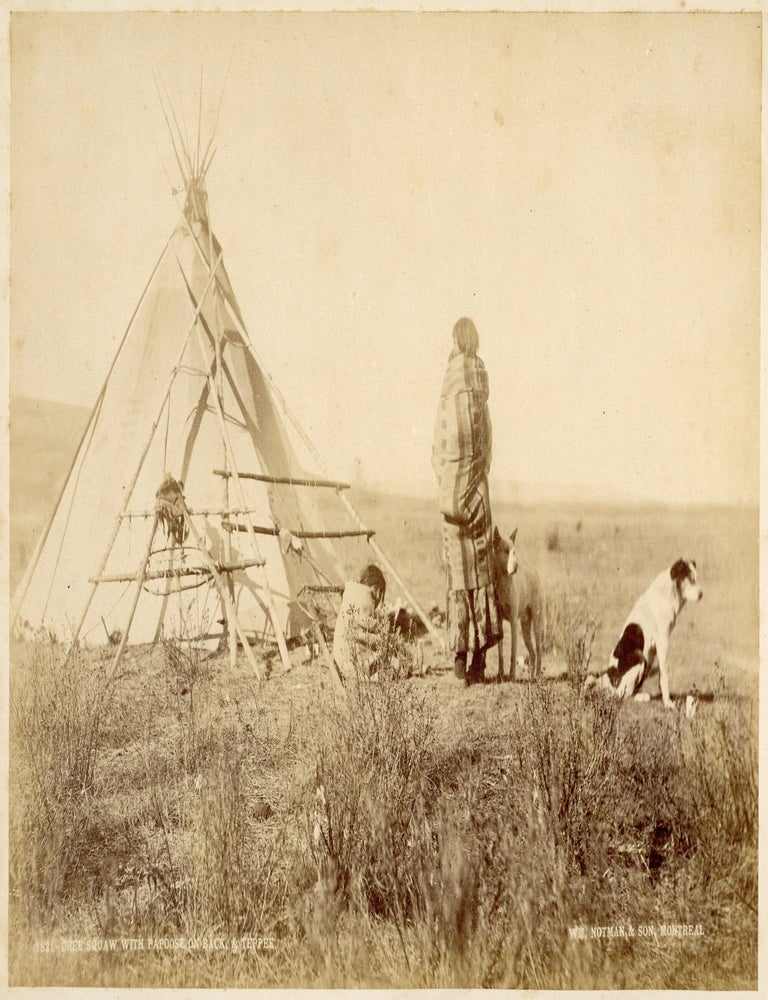 Item #1623 CANADIAN WEST DOUBLE-SIDED NOTMAN ALBUMEN PHOTO INDIGENOUS CAMP & SELKIRK VIEW