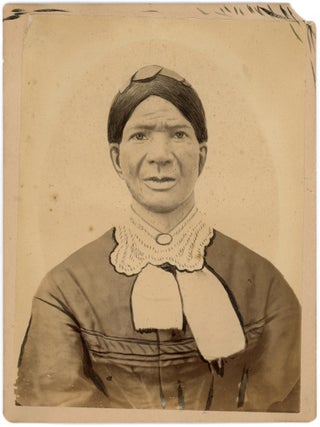19th-Century Hand-Worked Crayon Portrait Photograph of a Woman, Possibly Native American /...