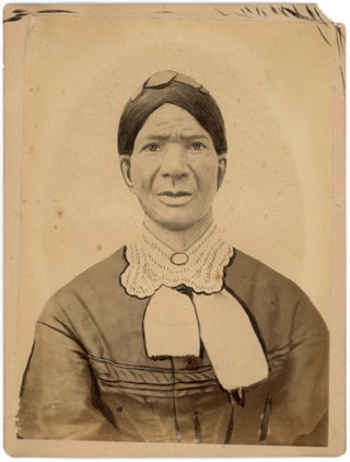Item #1637 19th-Century Hand-Worked Crayon Portrait Photograph of a Woman, Possibly Native...