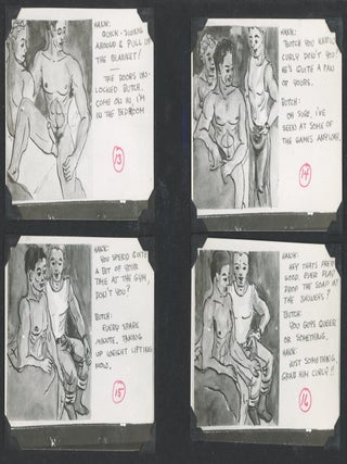 VINTAGE GAY EROTIC PHOTOGRAPHIC COMIC ART CARD SET IN PRESENTATION FOLDER — 28 PANELS