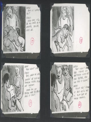 VINTAGE GAY EROTIC PHOTOGRAPHIC COMIC ART CARD SET IN PRESENTATION FOLDER — 28 PANELS