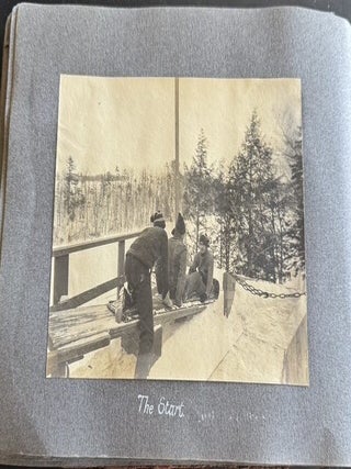 CORNELL UNIVERSITY SIGMA CHI FRATERNITY PHOTO ALBUM 1904-1905 STUDENTS IN DRAG TOBOGGAN RUN SPRING DAY CAMPUS SENIOR TRIP