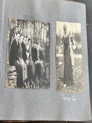 CORNELL UNIVERSITY SIGMA CHI FRATERNITY PHOTO ALBUM 1904-1905 STUDENTS IN DRAG TOBOGGAN RUN SPRING DAY CAMPUS SENIOR TRIP