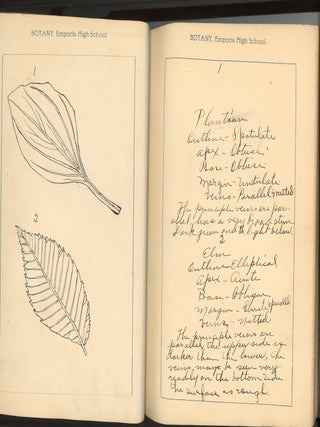 BOTANY NOTE BOOK EMPORIA HIGH SCHOOL KANSAS STUDENT MANUSCRIPT WITH 78 HAND-DRAWN BOTANICAL STUDIES
