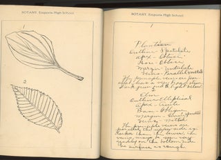 BOTANY NOTE BOOK EMPORIA HIGH SCHOOL KANSAS STUDENT MANUSCRIPT WITH 78 HAND-DRAWN BOTANICAL STUDIES