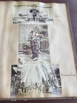 U.S.S. BALTIMORE NAVAL TRAVEL SCRAPBOOK WITH MEIJI JAPAN & EGYPT HAND-COLORED PHOTOGRAPHS, CRUCIFIXION & GOKUMON, 1898 ST. KITTS PROGRAM