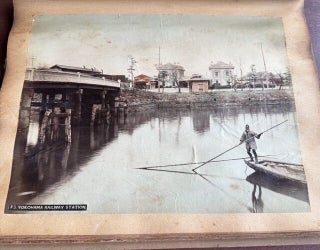U.S.S. BALTIMORE NAVAL TRAVEL SCRAPBOOK WITH MEIJI JAPAN & EGYPT HAND-COLORED PHOTOGRAPHS, CRUCIFIXION & GOKUMON, 1898 ST. KITTS PROGRAM