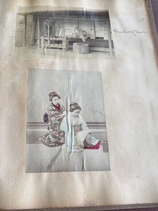 U.S.S. BALTIMORE NAVAL TRAVEL SCRAPBOOK WITH MEIJI JAPAN & EGYPT HAND-COLORED PHOTOGRAPHS, CRUCIFIXION & GOKUMON, 1898 ST. KITTS PROGRAM