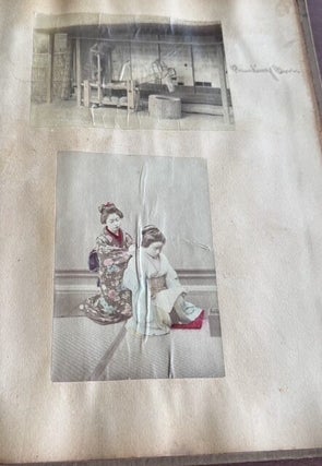 U.S.S. BALTIMORE NAVAL TRAVEL SCRAPBOOK WITH MEIJI JAPAN & EGYPT HAND-COLORED PHOTOGRAPHS, CRUCIFIXION & GOKUMON, 1898 ST. KITTS PROGRAM