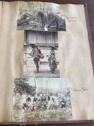 U.S.S. BALTIMORE NAVAL TRAVEL SCRAPBOOK WITH MEIJI JAPAN & EGYPT HAND-COLORED PHOTOGRAPHS, CRUCIFIXION & GOKUMON, 1898 ST. KITTS PROGRAM