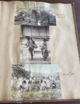U.S.S. BALTIMORE NAVAL TRAVEL SCRAPBOOK WITH MEIJI JAPAN & EGYPT HAND-COLORED PHOTOGRAPHS, CRUCIFIXION & GOKUMON, 1898 ST. KITTS PROGRAM