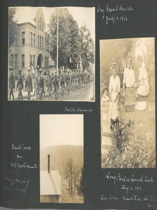 ORANGE MASSACHUSETTS FAMILY PHOTO ALBUM WITH BOY SCOUTS, GIRL SCOUTS, CAMP SETON, LAKE WYOLA, LAKE MATTAWA, BASEBALL & WORLD WAR I HOME FRONT, 1914&ndash;1917