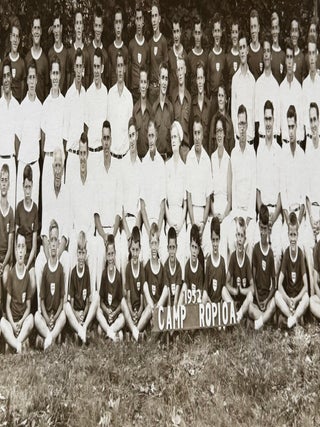 1952 CAMP ROPIOA PANORAMIC GROUP PHOTOGRAPH JAMAICA NEW YORK BOYS SUMMER CAMP