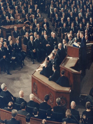 Vintage JFK Color Photograph, May 25, 1961 — Historic Moon Speech to Congress — James J. Stapleton Estate