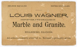 MARBLE WORKS HEADSTONES MONUMENTS BUSINESS CARDS HILLSBORO IL 1880s