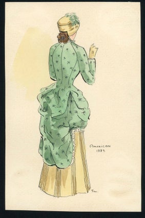 FASHION SKETCHES WATERCOLORS THROUGHOUT TIME 1942 STUDENT OF LUCILE HOWARD, FOUNDING MEMBER of PHILADELPHIA TEN - WOMEN ARTISTS