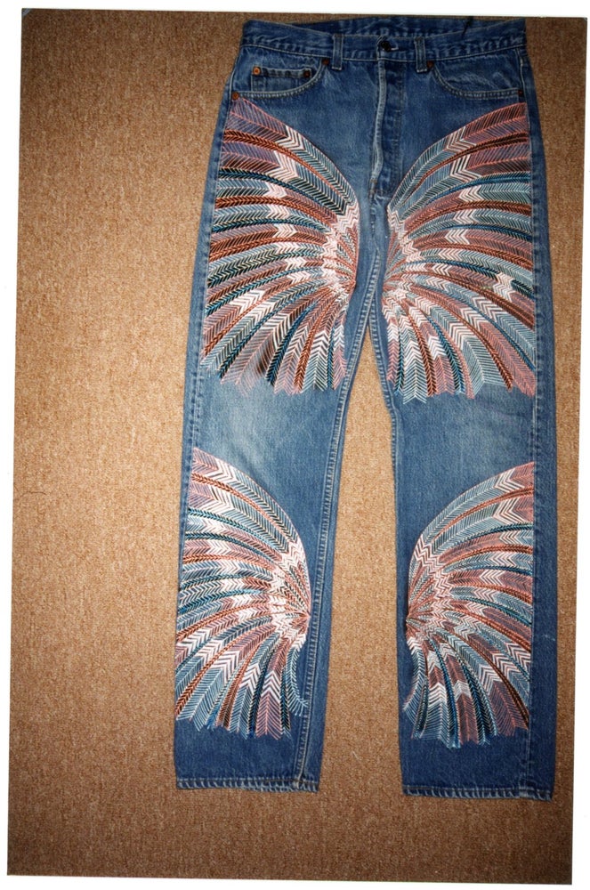 Item #206 FASHION: PAINTED JACKETS AND JEANS - DECORATED CLOTHING c. 2000 SNAPSHOT PHOTO LOT