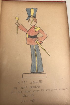 1937 ORIGINAL CHILD ART by 10 YEAR OLD BROOKLYN GIRL - REMINISCENT OF HENRY DARGER